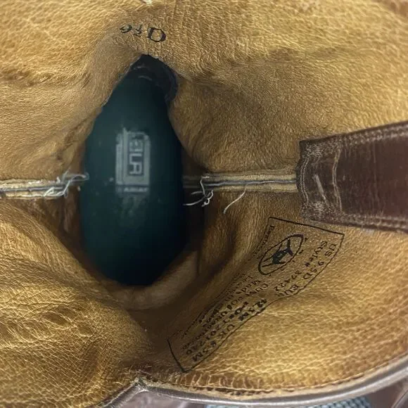 Ariat Cowboy Boots Mens Size 9.5 D Brown Leather Western Round Toe Embroidered